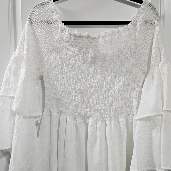 SHEIN plus size  White off the shoulder dress full bell sleeve 4x Boho - Picture 2 of 6